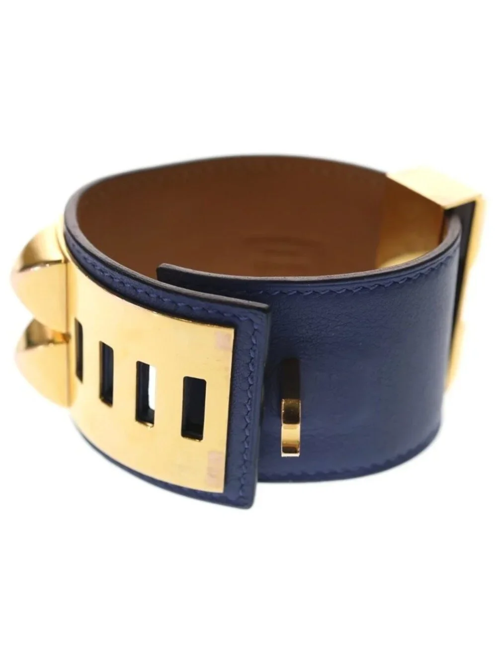 Hermes Collier de Chien Bangle Bracelet Brown Swift Leather